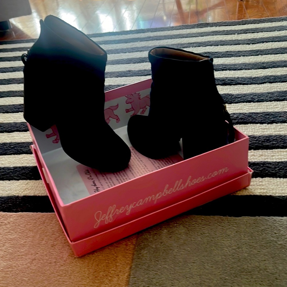 Jeffrey Campbell black suede rumble bootie